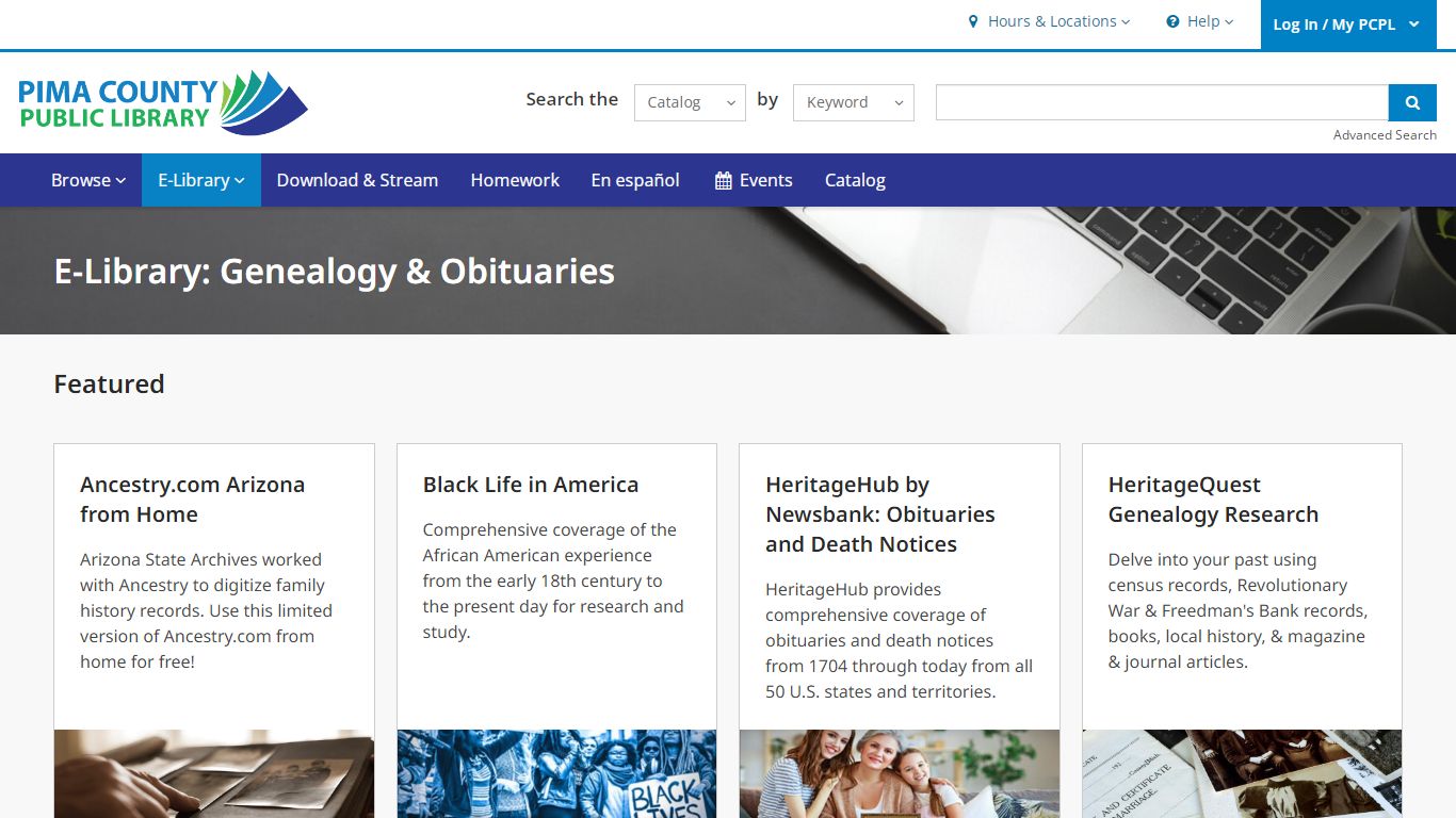 E-Library: Genealogy & Obituaries | Pima County Public Library